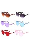 6 Paires Lunettes de Soleil en Forme de Coeur,Lunettes de Soleil Monture Coeur Couleur Bonbon Lunettes de Soleil sans Monture