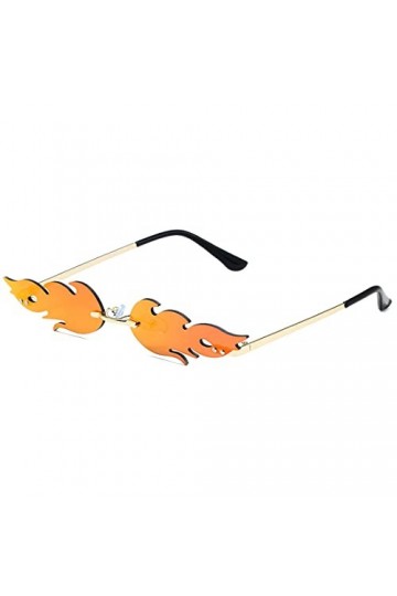 PLABBDPL Lunettes de Soleil en Forme Flamme Feu Lunettes de Soleil sans Monture pour Femmes Hommes Unisexes Fournitures de Fê