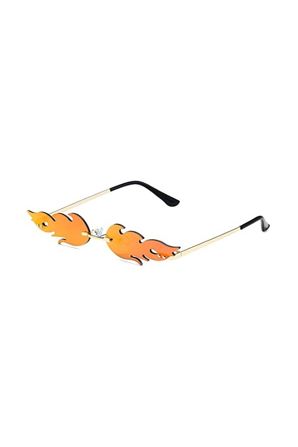 PLABBDPL Lunettes de Soleil en Forme Flamme Feu Lunettes de Soleil sans Monture pour Femmes Hommes Unisexes Fournitures de Fê