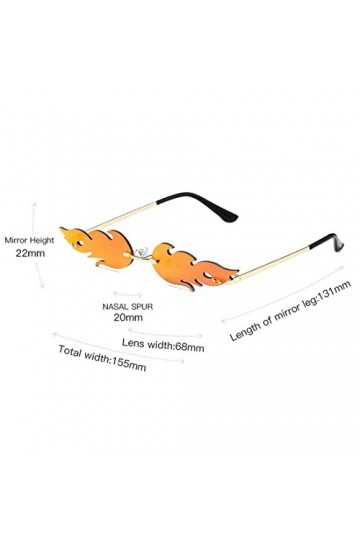 PLABBDPL Lunettes de Soleil en Forme Flamme Feu Lunettes de Soleil sans Monture pour Femmes Hommes Unisexes Fournitures de Fê