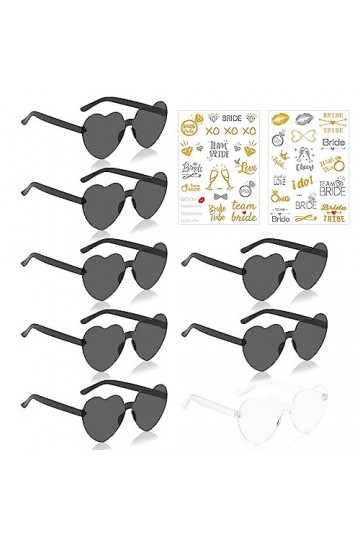 Bride Lot de 8 lunettes de soleil en forme de cœur sans bord + 2 autocollants JGA Accessoires JGA Ensemble de lunettes de sol
