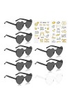 Bride Lot de 8 lunettes de soleil en forme de cœur sans bord + 2 autocollants JGA Accessoires JGA Ensemble de lunettes de sol