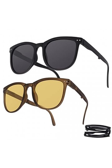 2 PCS Lunettes de Soleil Polarisées pour Homme et Femmes, Classiques Lunettes de Soleil Protection UV400 Rétro, Lunettes de s