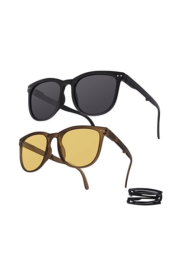 2 PCS Lunettes de Soleil Polarisées pour Homme et Femmes, Classiques Lunettes de Soleil Protection UV400 Rétro, Lunettes de s