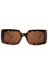 Cheapass Lunettes de Soleil Grosse Monture Marron Tortue Rétro Rectangulaire Élégante avec Verres Marron pour Femmes Protecti