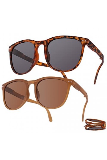 2 PCS Lunettes de Soleil Polarisées pour Homme et Femmes, Classiques Lunettes de Soleil Protection UV400 Rétro, Lunettes de s