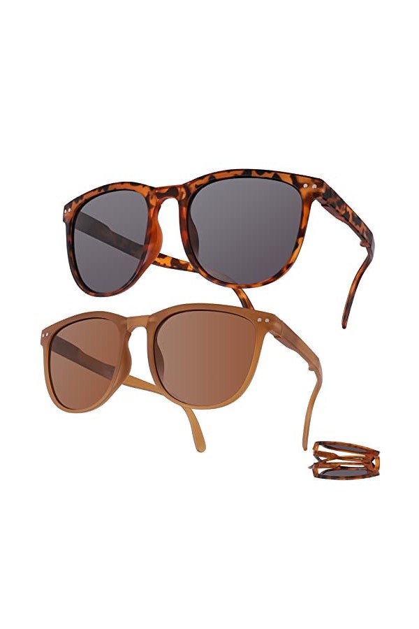 2 PCS Lunettes de Soleil Polarisées pour Homme et Femmes, Classiques Lunettes de Soleil Protection UV400 Rétro, Lunettes de s