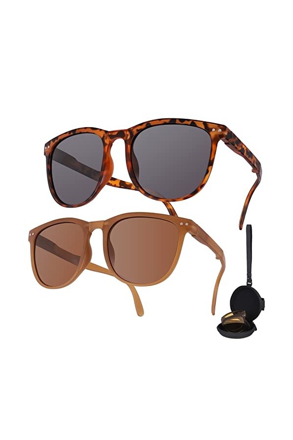 2 PCS Lunettes de Soleil Polarisées pour Homme et Femmes, Classiques Lunettes de Soleil Protection UV400 Rétro, Lunettes de s