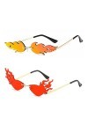 YWQQ 2 PCS Lunettes de Soleil en Forme de Flammes,Lunettes de Soleil en Forme de Flammes créatives,Lunettes de Soleil sans Mo