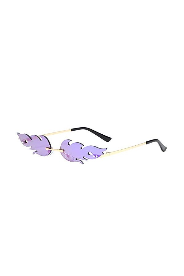 YICARE Lunettes de soleil de fête en forme de flamme de feu UV400 sans monture Lunettes de soleil disco Lunettes tendance cré