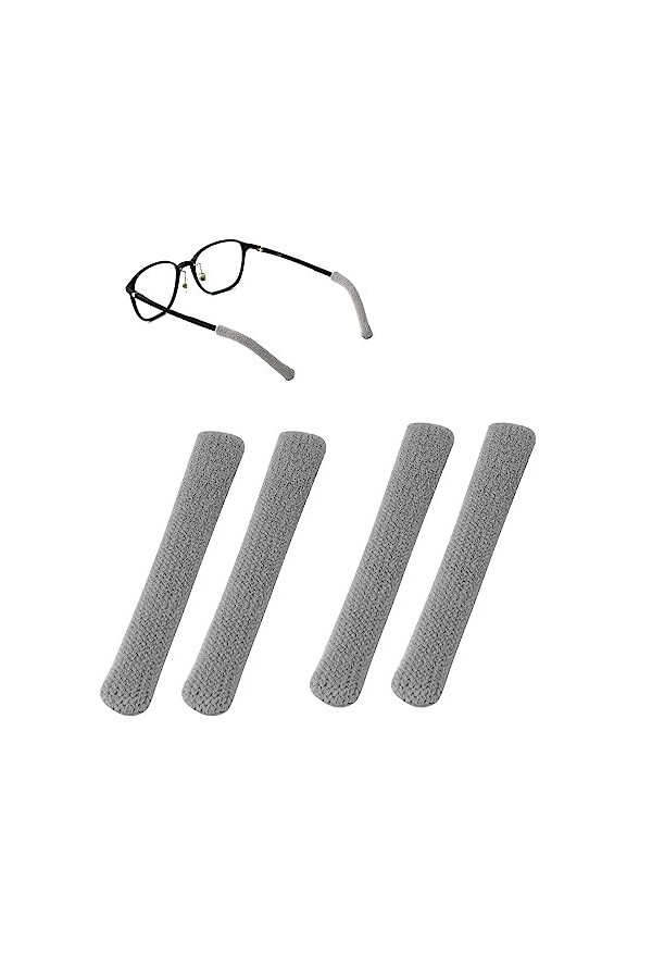 4pcs Coussinet Oreille Lunettes, Doux Tricoté en Coton Antidérapant, Embouts pour Branches de Lunettes, Manchon de Bras de Lu