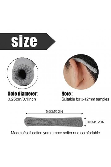 4pcs Coussinet Oreille Lunettes, Doux Tricoté en Coton Antidérapant, Embouts pour Branches de Lunettes, Manchon de Bras de Lu