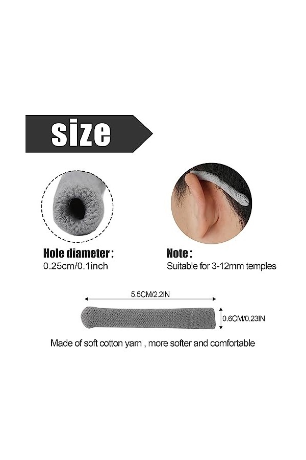 4pcs Coussinet Oreille Lunettes, Doux Tricoté en Coton Antidérapant, Embouts pour Branches de Lunettes, Manchon de Bras de Lu