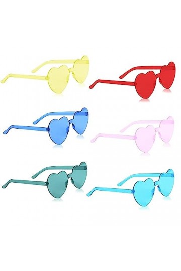Lunettes de Coeur Soleil pour Femmes,6Paire Lunettes en Forme de Rétro Coeur Lunettes Soleil Hippies Lunettes HD Lunettes de 