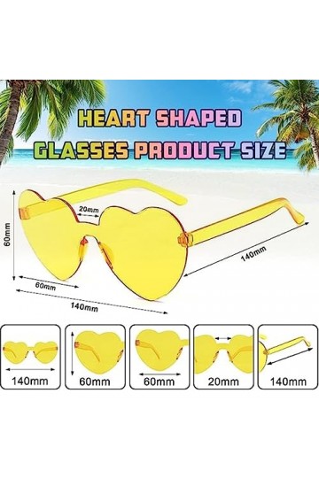 Lunettes de Coeur Soleil pour Femmes,6Paire Lunettes en Forme de Rétro Coeur Lunettes Soleil Hippies Lunettes HD Lunettes de 