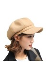 Béret Hiver de Chapeaux de Dames, Classique Solide Couleur Ajustable Laine Bonnets Casquette pour Femme Beige 