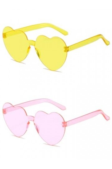 Lunettes de Soleil en Forme de Coeur,2 PCS Lunettes Fête en Forme de Cœur Lunettes Vintage Hippie de Couleur pour Femmes Hear