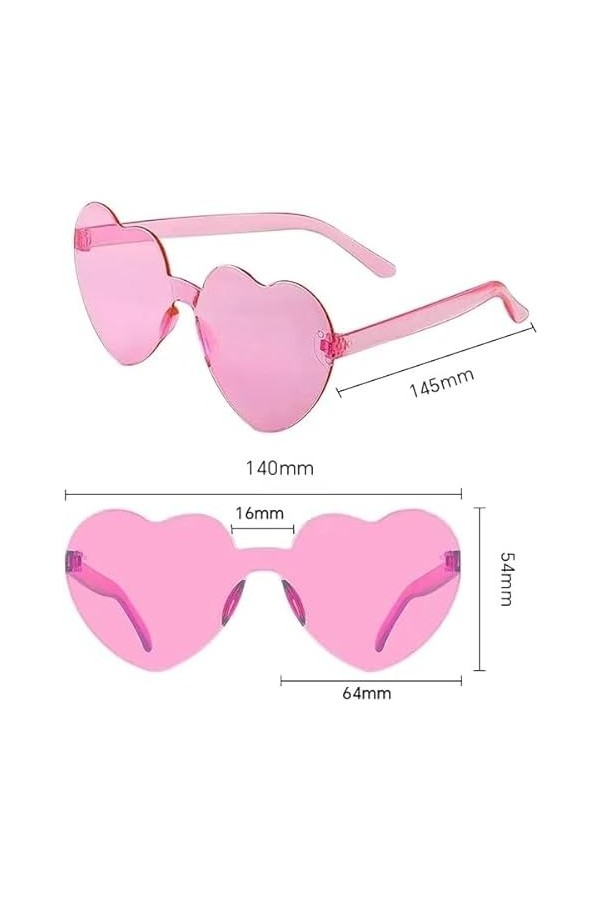 Lunettes de Soleil en Forme de Coeur,2 PCS Lunettes Fête en Forme de Cœur Lunettes Vintage Hippie de Couleur pour Femmes Hear