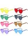 Lot de 8 paires de lunettes de soleil en forme de cœur - Lunettes de soleil rétro - Lunettes de soleil sans bordure - Lunette