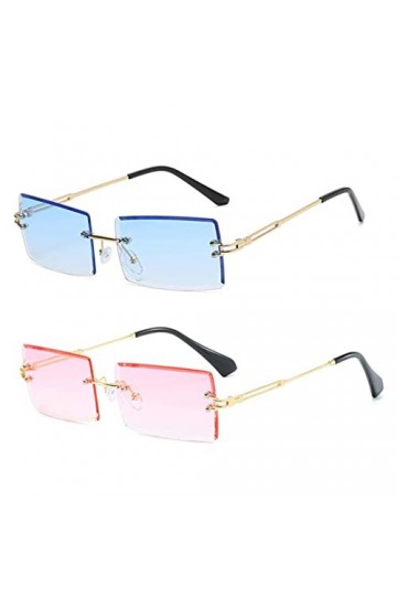 2pcs Lunettes De Soleil Rectangle Vintage Lunettes De Soleil Teintées Sans Cadre Tintes De Lunettes Sans Cadre Vintage Vintag
