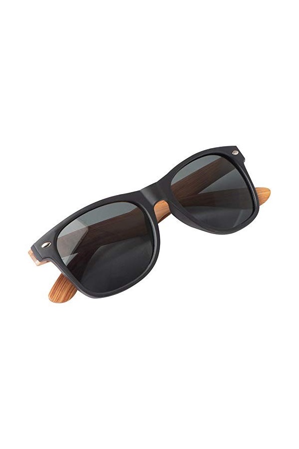 noTrash2003 - Lunettes de soleil classiques tendance avec monture en plastique et branches aspect bambou - Protection UV 400,