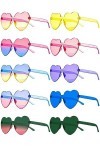 Hengxinc 10 Paires Lunettes Coeur Couleur Lunette Coeur,Lunette Festival,Gradient Lunettes de Soleil Coeur Femme,Heart Shaped
