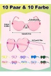 Hengxinc 10 Paires Lunettes Coeur Couleur Lunette Coeur,Lunette Festival,Gradient Lunettes de Soleil Coeur Femme,Heart Shaped