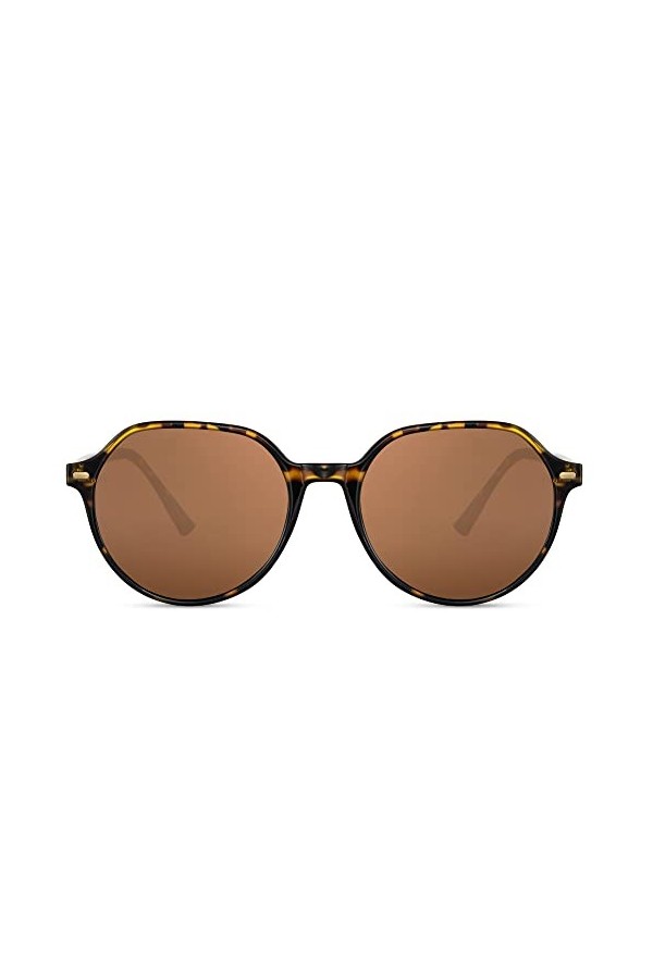Cheapass Lunettes de Soleil Monture Fine Marron Ronde Remarquable avec Verres Bleus Dégradés Protection UV400 Hommes Femmes