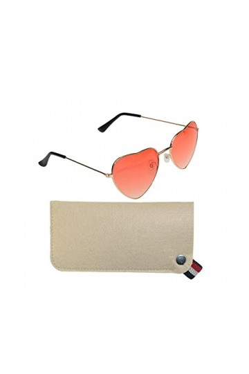 YOGEROY Lunettes de soleil en forme de cœur avec un joli étui à lunettes pour femme, rose