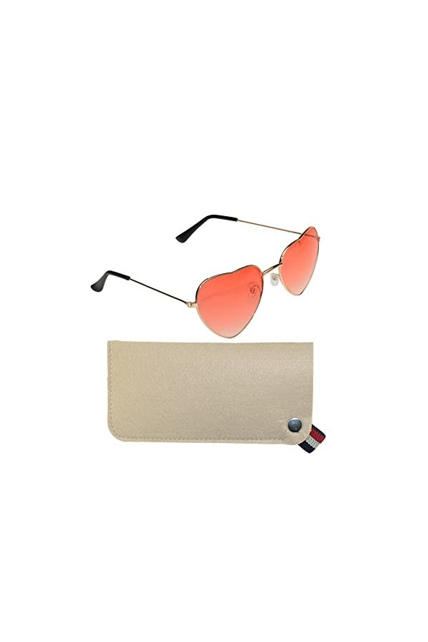 YOGEROY Lunettes de soleil en forme de cœur avec un joli étui à lunettes pour femme, rose