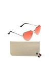 YOGEROY Lunettes de soleil en forme de cœur avec un joli étui à lunettes pour femme, rose