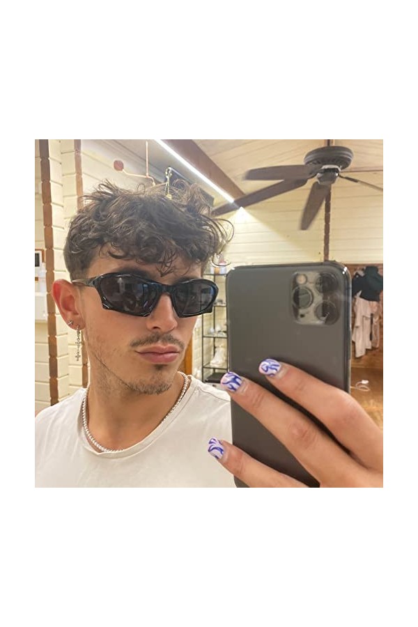 YAMEIZE Sport Lunettes de Soleil Y2k Wrap Around-Vintage Mode Protection UV400 Enveloppe Autour Homme Femme Lunettes Brun