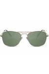 Cheapass Lunettes de soleil Hommes Femmes Monture Tendance Légère Rectagulaire en Métal avec Verres Verts Bloquant les UV