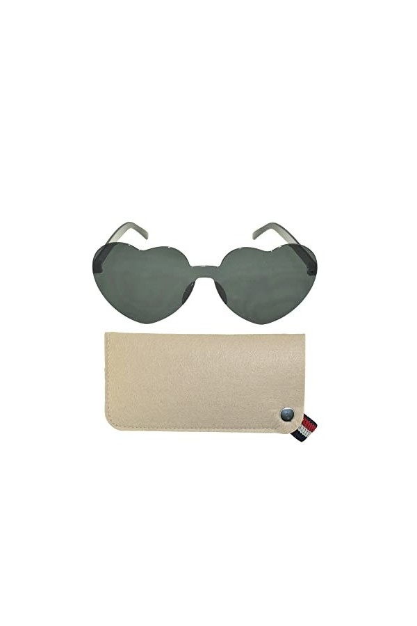 YOGEROY Lunettes de soleil en forme de cœur avec un joli étui à lunettes tendance couleur bonbon pour les fêtes, Noir