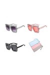 3pcs lunettes de soleil carrées en strass avec 3 poches pour lunettes, lunettes de soleil carrées unisexes en diamant, lunett