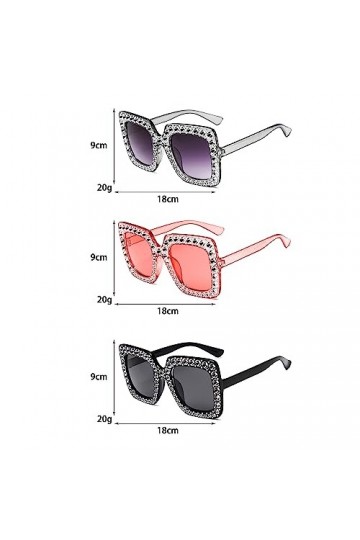 3pcs lunettes de soleil carrées en strass avec 3 poches pour lunettes, lunettes de soleil carrées unisexes en diamant, lunett