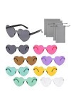 YSDYY Lot de 8 lunettes en forme de cœur sans monture, lunettes hippie colorées, lunettes de soleil tendance pour adultes et 