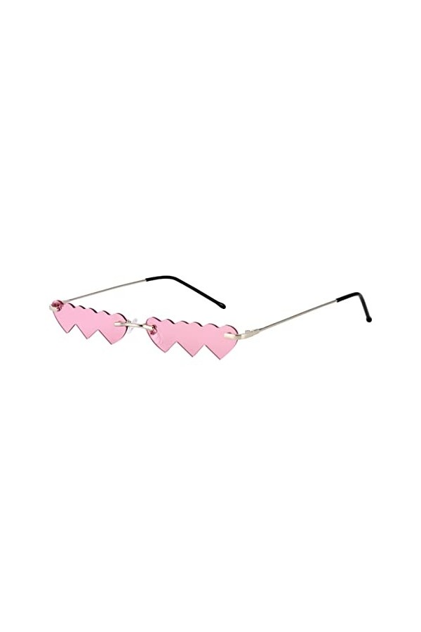 VALICLUD Lunettes de Soleil pour Femmes Lunettes de Soleil en Forme de Coeur Lentille Colorée sans Monture Nuances de Mode Lu