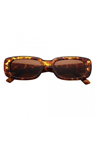 FOURCHEN Lunettes de soleil rectangulaires vintage pour homme et femme avec monture carrée Protection UV 400, Léopard clair