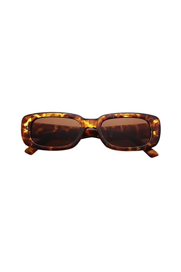 FOURCHEN Lunettes de soleil rectangulaires vintage pour homme et femme avec monture carrée Protection UV 400, Léopard clair