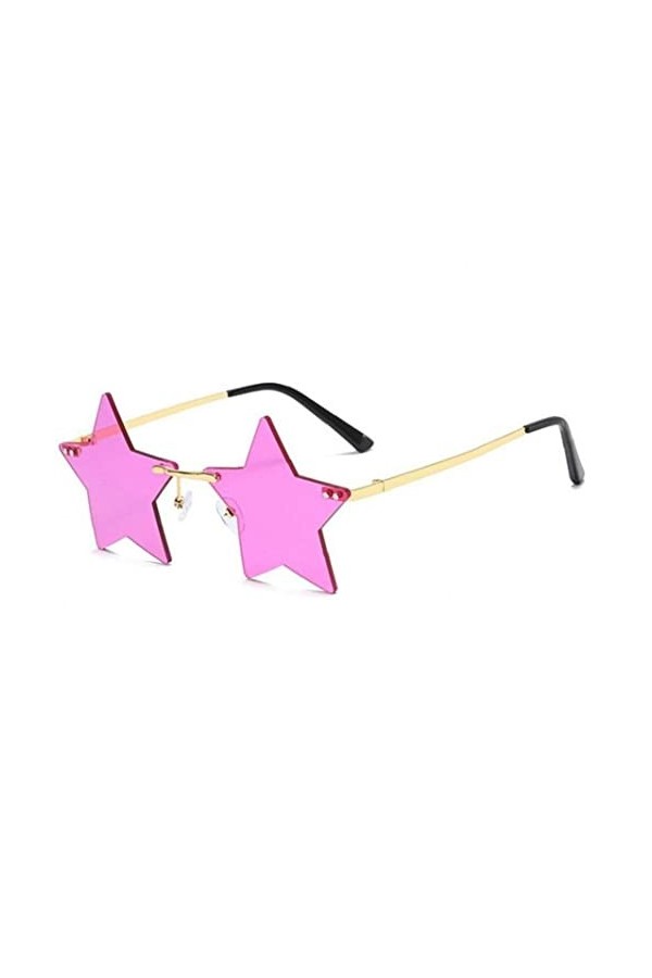 Fopytu Mode étoile forme lunettes de soleil sans monture lunettes de soleil lunettes de fête transparent pentagramme lunettes