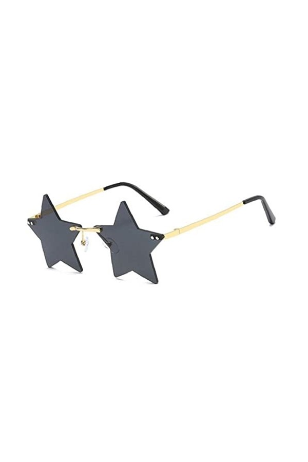 Fopytu Mode étoile forme lunettes de soleil sans monture lunettes de soleil lunettes de fête transparent pentagramme lunettes