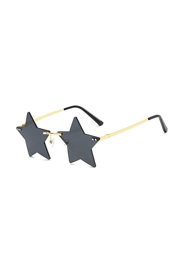 Hrippy Star Shape Sunglasses Fashion Rimless Sun Grasses Party Lunets Transparent Pentagram Eyewars for Women Men, Purple