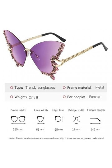 HugMiu Lunettes de soleil en diamant de luxe pour femmes lunettes de soleil surdimensionnées sans monture Vintage pour femmes