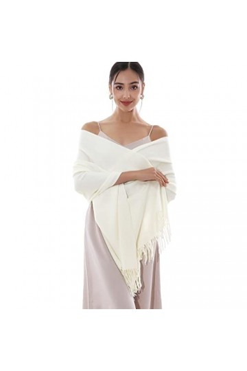 RIIQIICHY Femmes Écharpe Pashmina Châles Etole Hiver Longues Grande Chauds Écharpes Blanc