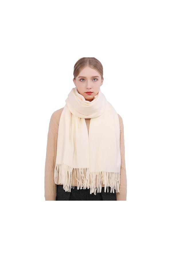 RIIQIICHY Femmes Écharpe Pashmina Châles Etole Hiver Longues Grande Chauds Écharpes Blanc