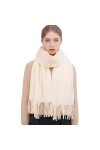 RIIQIICHY Femmes Écharpe Pashmina Châles Etole Hiver Longues Grande Chauds Écharpes Blanc