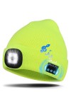 Kaishengyuan Bonnet de Musique sans Fil Bluetooth,Bonnet dhiver avec lumière,4 LED Perles de Lampe, Chargement USB,Homme Fem