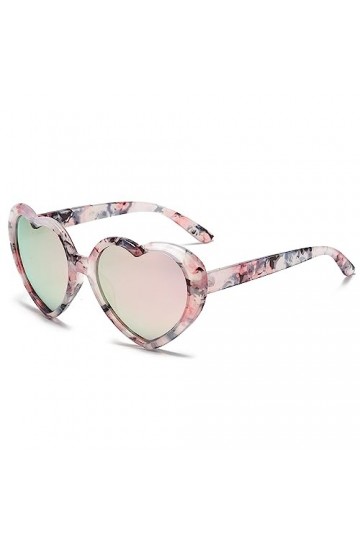 YAMEIZE Lunettes de Soleil Tendance 90s Love Heart - Polarisées pour Femmes Hommes Lunettes de Soleil Rétro en Forme de Cœur 