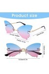 2 Pièces Lunettes de Soleil Papillon Lunettes de Soleil Colorées Sans Monture Cool Fun Lunettes de Soleil Irrégulières Hommes